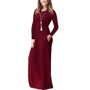 Red maxi dress with pockets